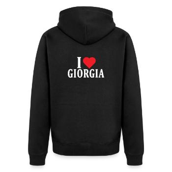 t-shirt J’adore Giorgia idée cadeau t-shirt - Veste à capuche bio Premium Unisexe - noir - Dos - Nico (187cm)