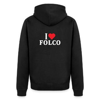 t-shirt I love Folco t-shirt idée cadeau - Veste à capuche bio Premium Unisexe - noir - Dos - Nico (187cm)