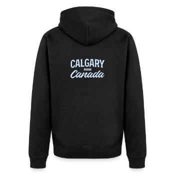 Calgary Alberta Canada – Retro City Design - Unisex Premium Organic Zip Hoodie - black - Back - Nico (187cm)