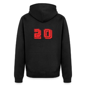 20. 20 ANS. 20e ANNIVERSAIRE. ANNIVERSAIRE 20 ANS. - Veste à capuche bio Premium Unisexe - noir - Dos - Nico (187cm)