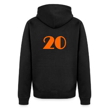 20. 20 ANS. 20e ANNIVERSAIRE. ANNIVERSAIRE 20 ANS. - Veste à capuche bio Premium Unisexe - noir - Dos - Nico (187cm)