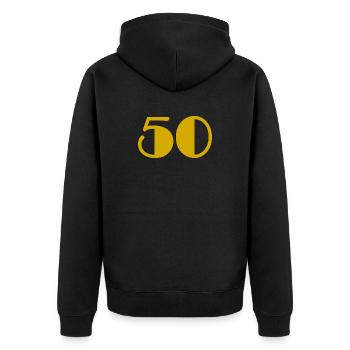 50. 50 ANS. 50e ANNIVERSAIRE. ANNIVERSAIRE 50 ANS. - Veste à capuche bio Premium Unisexe - noir - Dos - Nico (187cm)