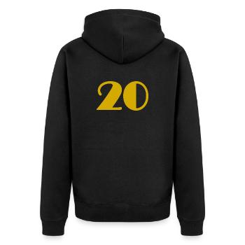 20. 20 ANS. 20e ANNIVERSAIRE. ANNIVERSAIRE 20 ANS. - Veste à capuche bio Premium Unisexe - noir - Dos - Nico (187cm)
