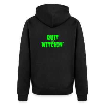 Spooky Green Witching Quit Design - Unisex Premium Bio Zip Hoodie - Schwarz - Hinten - Nico (187cm)