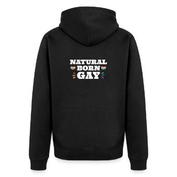 LGBTQ Pride Month - Natural Born Gay - Unisex Premium Organic Zip Hoodie - black - Back - Nico (187cm)