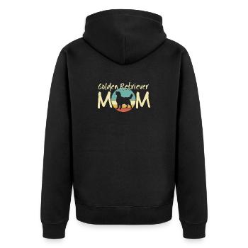 Golden Retriever Mutter Illustration - Unisex Premium Bio Zip Hoodie - Schwarz - Hinten - Nico (187cm)