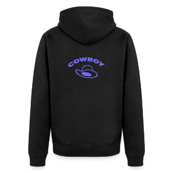 COWBOY - Unisex Premium Bio Zip Hoodie - Schwarz - Hinten - Nico (187cm)
