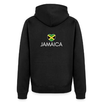 Cœur avec drapeau jamaïcain, fierté jamaïcaine - Veste à capuche bio Premium Unisexe - noir - Dos - Nico (187cm)