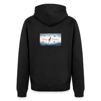 Merry Christmas Deer Motif with Snowflakes - Unisex Premium Organic Zip Hoodie - black - Back - Nico (187cm)