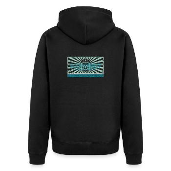 Scooterist Enthusiast Vintage Rays - Unisex Premium Bio Zip Hoodie - Schwarz - Hinten - Nico (187cm)