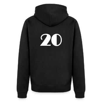 20. 20e ANNIVERSAIRE. ANNIVERSAIRE 20 ANS. 20 ANS. - Veste à capuche bio Premium Unisexe - noir - Dos - Nico (187cm)