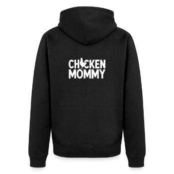 Chicken Mommy Hühner Mom Bäuerin Muttertag Huhn - Unisex Premium Bio Zip Hoodie - Schwarz - Hinten - Nico (187cm)