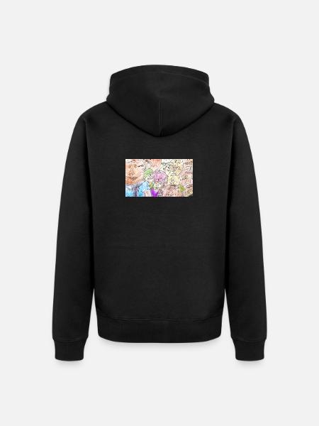 Gesichtermeer Collage: Bunte Vielfalt - Unisex Premium Bio Zip Hoodie - Schwarz