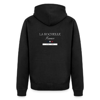 La Rochelle Frankreich Souvenir – Reise - Unisex Premium Bio Zip Hoodie - Schwarz - Hinten - Nico (187cm)