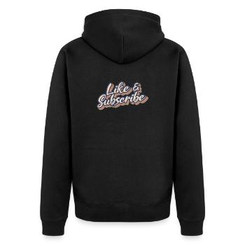 Like & Subscribe 70s Style - Unisex Premium Organic Zip Hoodie - black - Back - Nico (187cm)