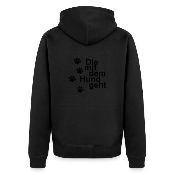 Dog Hund - Unisex Premium Bio Zip Hoodie - Schwarz - Hinten - Nico (187cm)