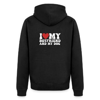 I love my Boyfriend and my Dog - Veste à capuche bio Premium Unisexe - noir - Dos - Nico (187cm)