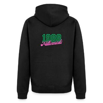1988 Millennial Digital Keynote Design - Veste à capuche bio Premium Unisexe - noir - Dos - Nico (187cm)