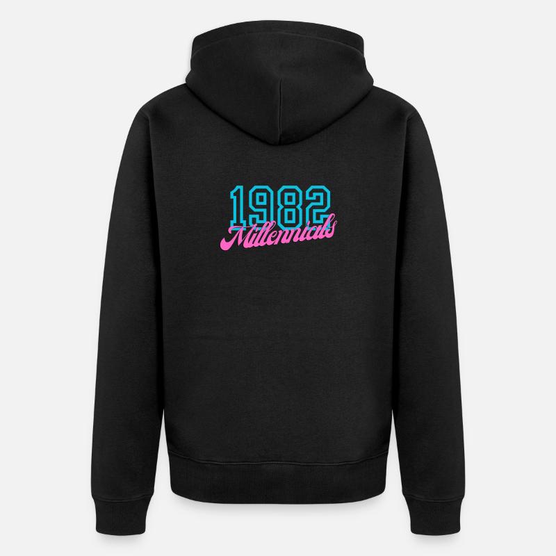 1982 Millennial Retro Numeric Design - Veste à capuche bio Premium Unisexe - noir