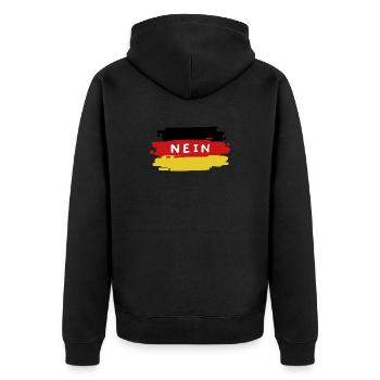 Deutschland Deutsche Flagge - Unisex Premium Bio Zip Hoodie - Schwarz - Hinten - Nico (187cm)