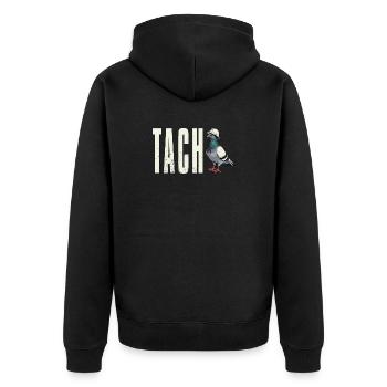 T-Shirt Ruhrpott Tach Dialekt Taube Ruhrgebiet - Unisex Premium Bio Zip Hoodie - Schwarz - Hinten - Nico (187cm)