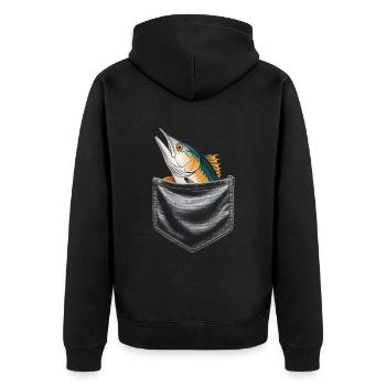 Tarpon - Unisex Premium Bio Zip Hoodie - Schwarz - Hinten - Nico (187cm)