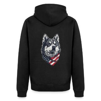 Akita - Unisex Premium Bio Zip Hoodie - Schwarz - Hinten - Nico (187cm)