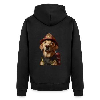 Labrador Retriever - Unisex Premium Bio Zip Hoodie - Schwarz - Hinten - Nico (187cm)