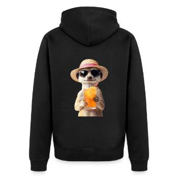Erdmännchen - Unisex Premium Bio Zip Hoodie - Schwarz - Hinten - Nico (187cm)