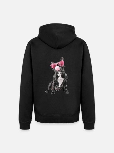 Boston Terrier - Unisex Premium Bio Zip Hoodie - Schwarz