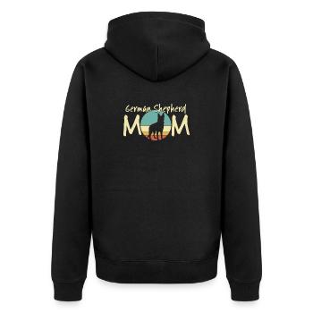 Deutscher Schäferhund Mama Retro Design - Unisex Premium Bio Zip Hoodie - Schwarz - Hinten - Nico (187cm)