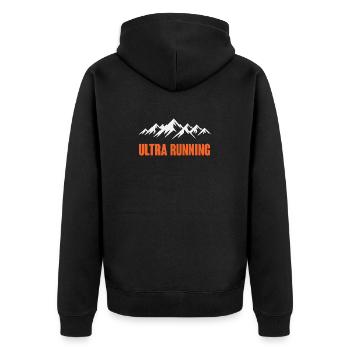 Ultra Running - Unisex Premium Organic Zip Hoodie - black - Back - Nico (187cm)