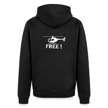 Helicopter Design – Fly Free! - Unisex Premium Organic Zip Hoodie - black - Back - Nico (187cm)