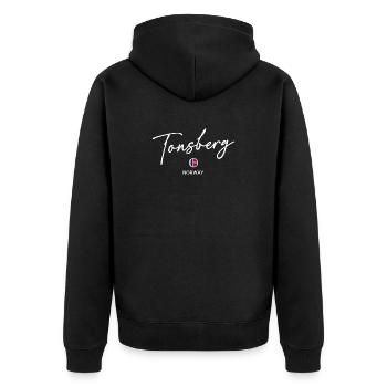 Tonsberg - Norway Flag - Norge - Norwegen - Unisex Premium Organic Zip Hoodie - black - Back - Nico (187cm)