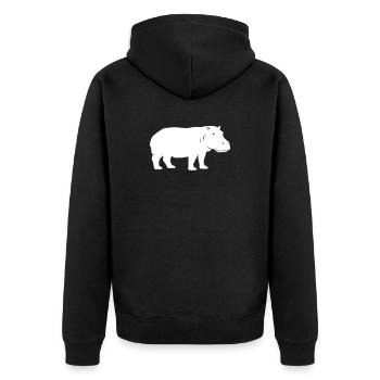 Flusspferd Silhouette Afrika Vektor - Unisex Premium Bio Zip Hoodie - Schwarz - Hinten - Nico (187cm)