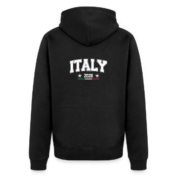 Italie 2026 en lettres imposantes et drapeau - Veste à capuche bio Premium Unisexe - noir - Dos - Nico (187cm)