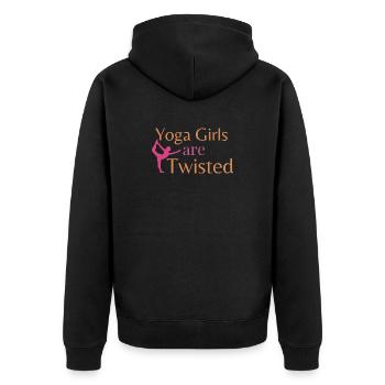 Yoga Girls Are Twisted – lustiges Yoga-Wortspiel & Namaste - Unisex Premium Bio Zip Hoodie - Schwarz - Hinten - Nico (187cm)