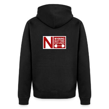 No Whining No Quitting No Excuses Gym Motivation - Unisex Premium Bio Zip Hoodie - Schwarz - Hinten - Nico (187cm)