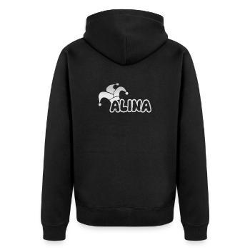 Fastnacht Alina - Unisex Premium Bio Zip Hoodie - Schwarz - Hinten - Nico (187cm)