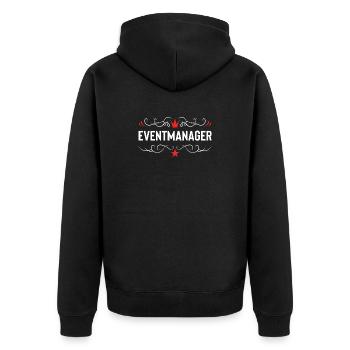 Event Manager - Unisex Premium Organic Zip Hoodie - black - Back - Nico (187cm)