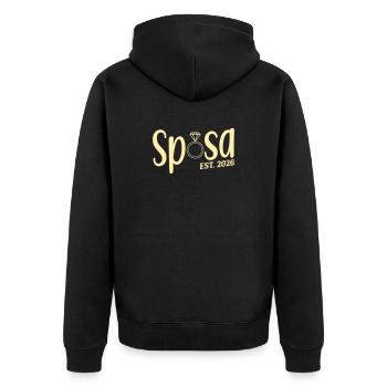 Italienische Braut 2026 - Unisex Premium Bio Zip Hoodie - Schwarz - Hinten - Nico (187cm)
