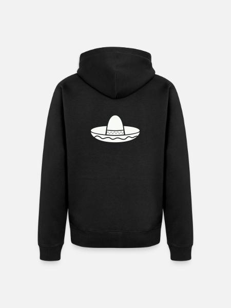 Sombrero Fiesta Pattern on Shirt - Unisex Premium Organic Zip Hoodie - black