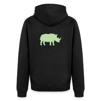 Pastel Green Rhino Silhouette - Unisex Premium Organic Zip Hoodie - black - Back - Nico (187cm)