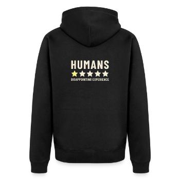 Évaluation de l’expérience décevante des humains - Veste à capuche bio Premium Unisexe - noir - Dos - Nico (187cm)