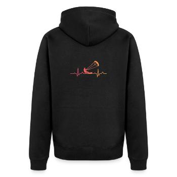 Kitesurfen Heartbeat Kiteboard Surf - Unisex Premium Bio Zip Hoodie - Schwarz - Hinten - Nico (187cm)