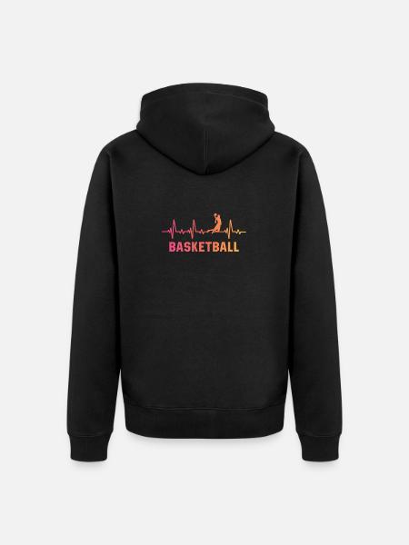 Basketball herzschlag basketballspiel - Unisex Premium Bio Zip Hoodie - Schwarz