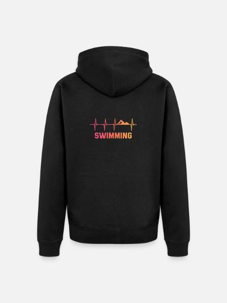 Schwimmer Herzschlag Schwimmen - Unisex Premium Bio Zip Hoodie - Schwarz