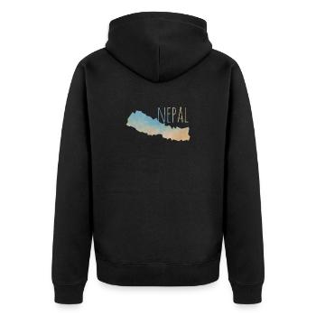 Nepal - Unisex Premium Bio Zip Hoodie - Schwarz - Hinten - Nico (187cm)