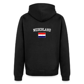 Nederland Arc Flag - Unisex Premium Organic Zip Hoodie - black - Back - Nico (187cm)