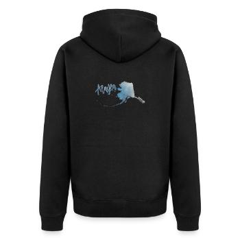 Alaska - Unisex Premium Bio Zip Hoodie - Schwarz - Hinten - Nico (187cm)